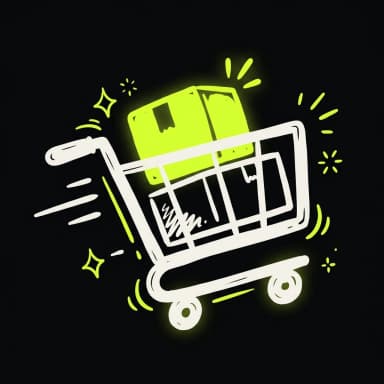 Doodle of a speeding cart with a lime package — ecommerce