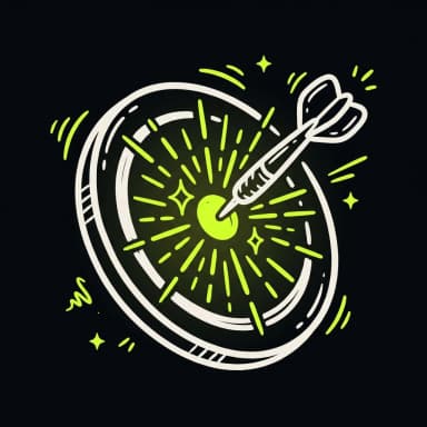 Doodle of a dart smashing into a lime bullseye — precision PPC